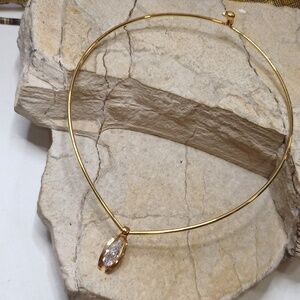 Authentic Joan Rivers Gold Plated CZ Pendant Necklace Choker Cable